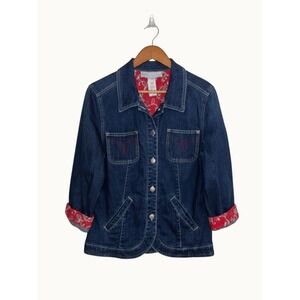 Sag Harbor Sport Jacket Red Paisley lining Cuffs Boho Cottagecore Coquette Sz.10